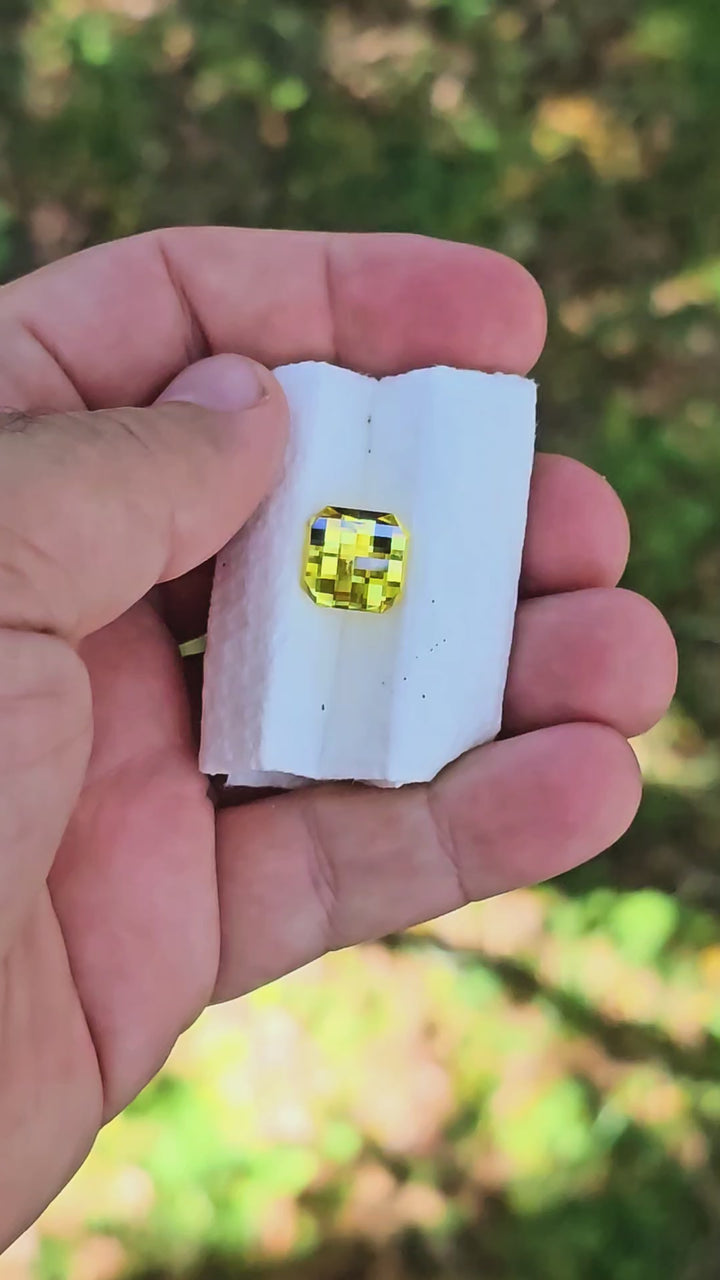 Yellow Czochralski Lab Sapphire, Pixel Square Cut, 8.83 Carats