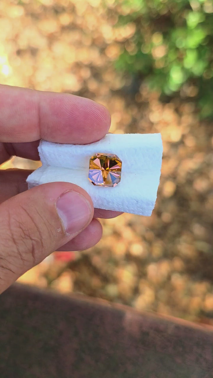 Toasted Orange Erbium YAG, Tessellation Cut, 12.00 Carats