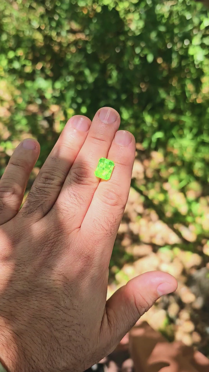 Green LuAG, Pixel Rectangle Cut, 15.55 Carats