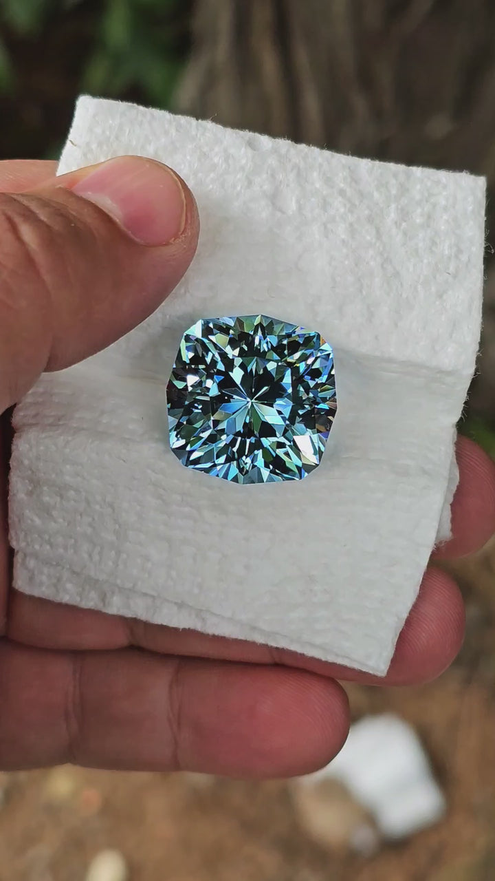 Aqua Blue Lab Sapphire, House Of Sylas Cushion Cut, 49.7 Carats