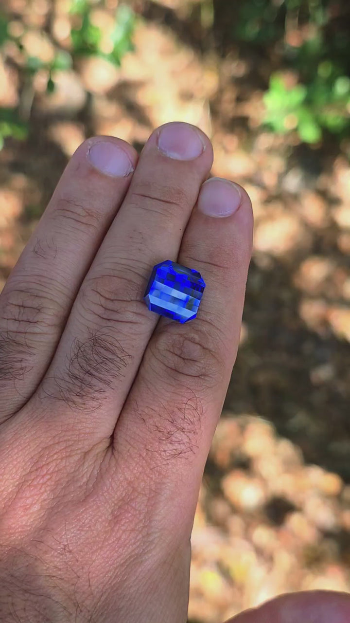 Djeva Fire Blue Lab Spinel, Pixel Square Cut, 12.63 Carats