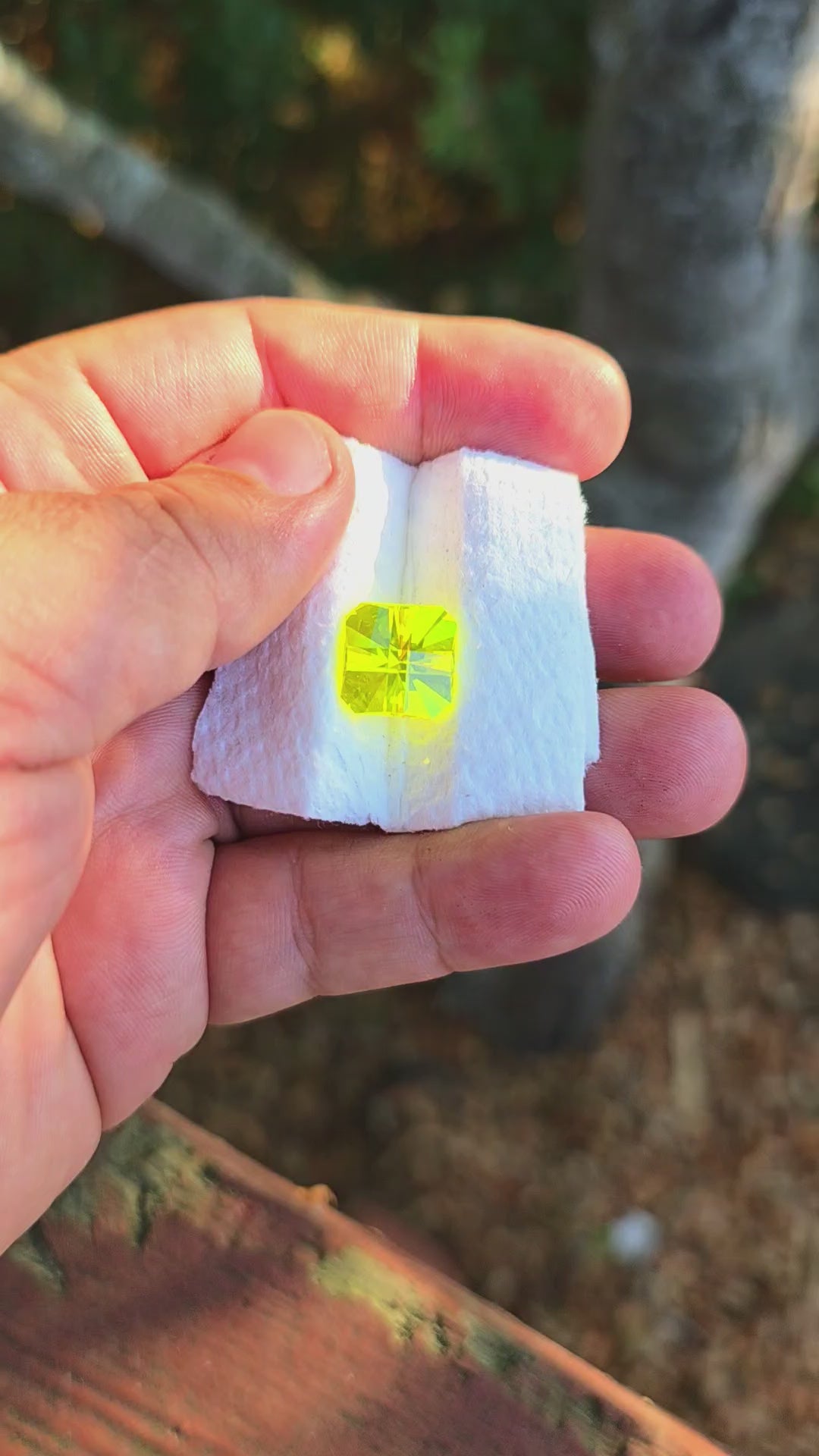 "Ultra" Glow In The Dark Lab Garnet, Cross Square Cut, 19.10 Carats