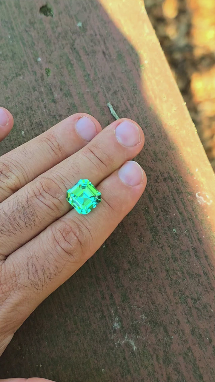 Repurposed Teal "Paraiba" YAG, Asscher Cut, 13.20 Carats