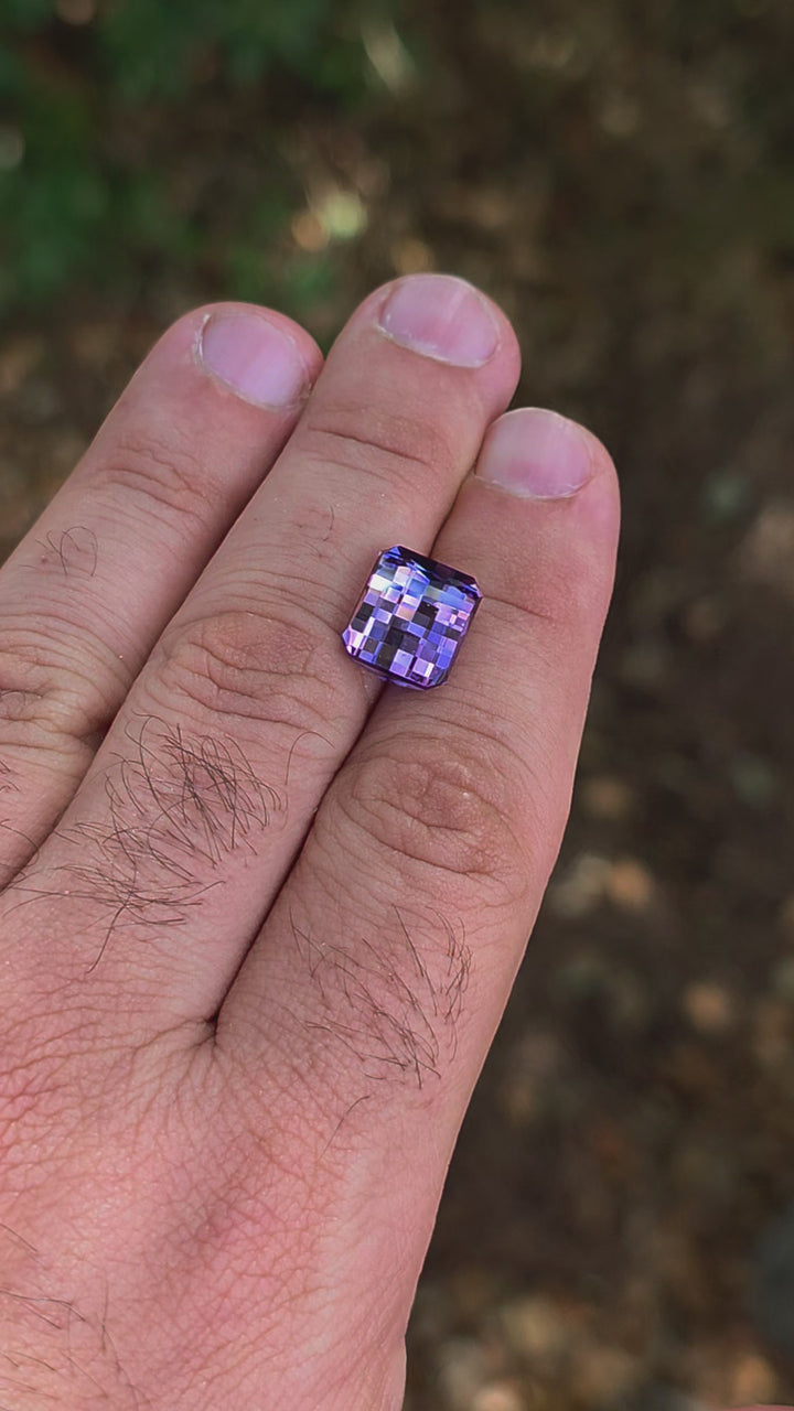 Light Purple Lab Sapphire, Pixel Rectangle Cut, 9.58 Carats