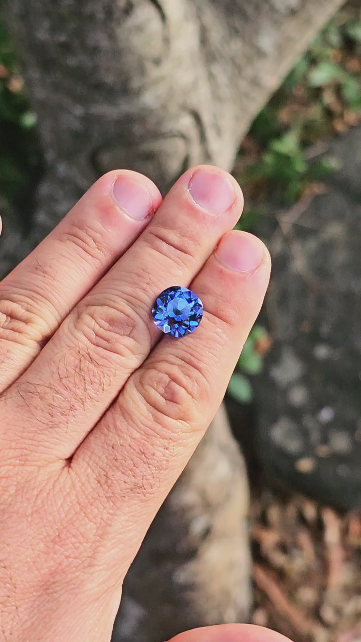 Blue Czochralski Lab Sapphire, Antique Cushion Cut, 7.98 Carats