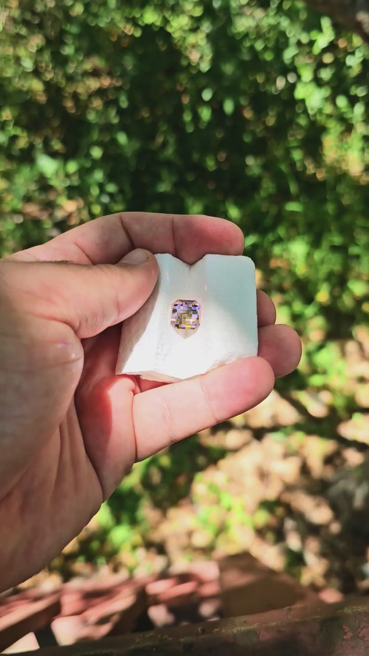 Soviet Era Padparadscha Erbium YAG, Pixel Square Cut, 8.26 Carats