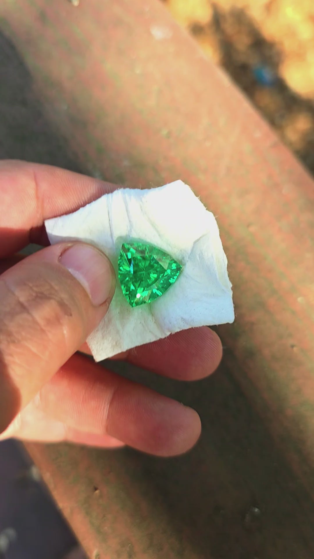 Vivid Green Vanadium YAG, Trillian Internal Reflections Cut, 17.39 Carats