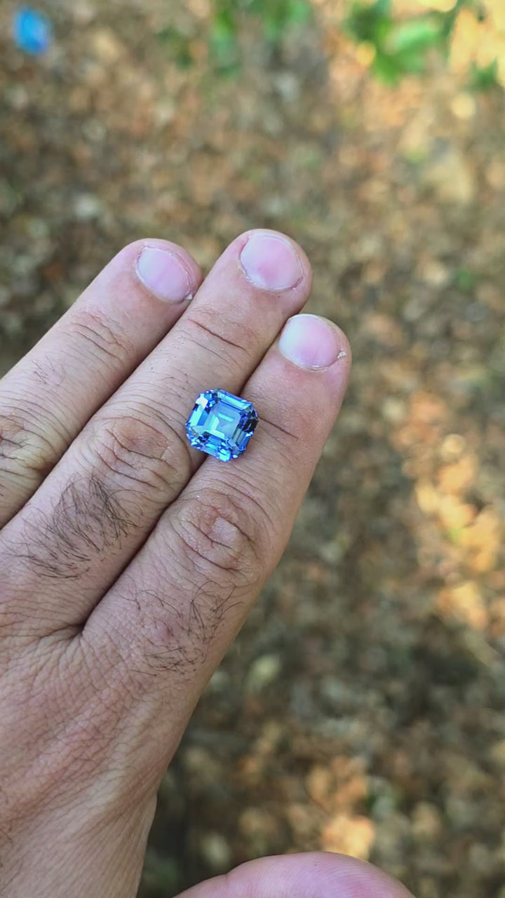 Blue Czochralski Lab Sapphire, Asscher Cut, 10.66 Carats