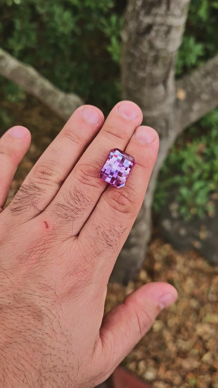 Repurposed Laser Alexandrite Cut, Pixel Rectangle, 29.38 Carats