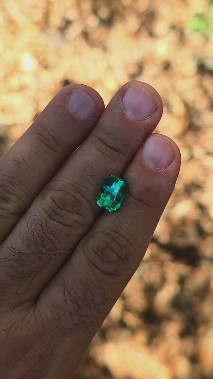 Colombian Color Green Lab Emerald, Pixel Rectangle Cut, 3.86 Carats