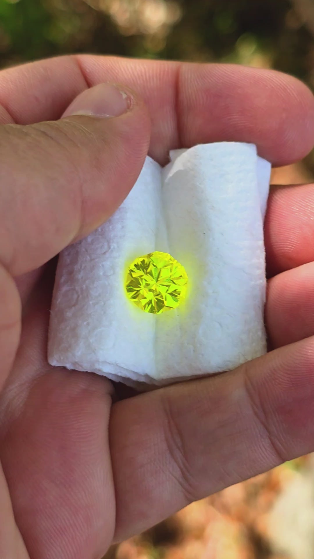 "Ultra" Glow In The Dark Lab Garnet, Gnome's Geode Cut, 8.73 Carats