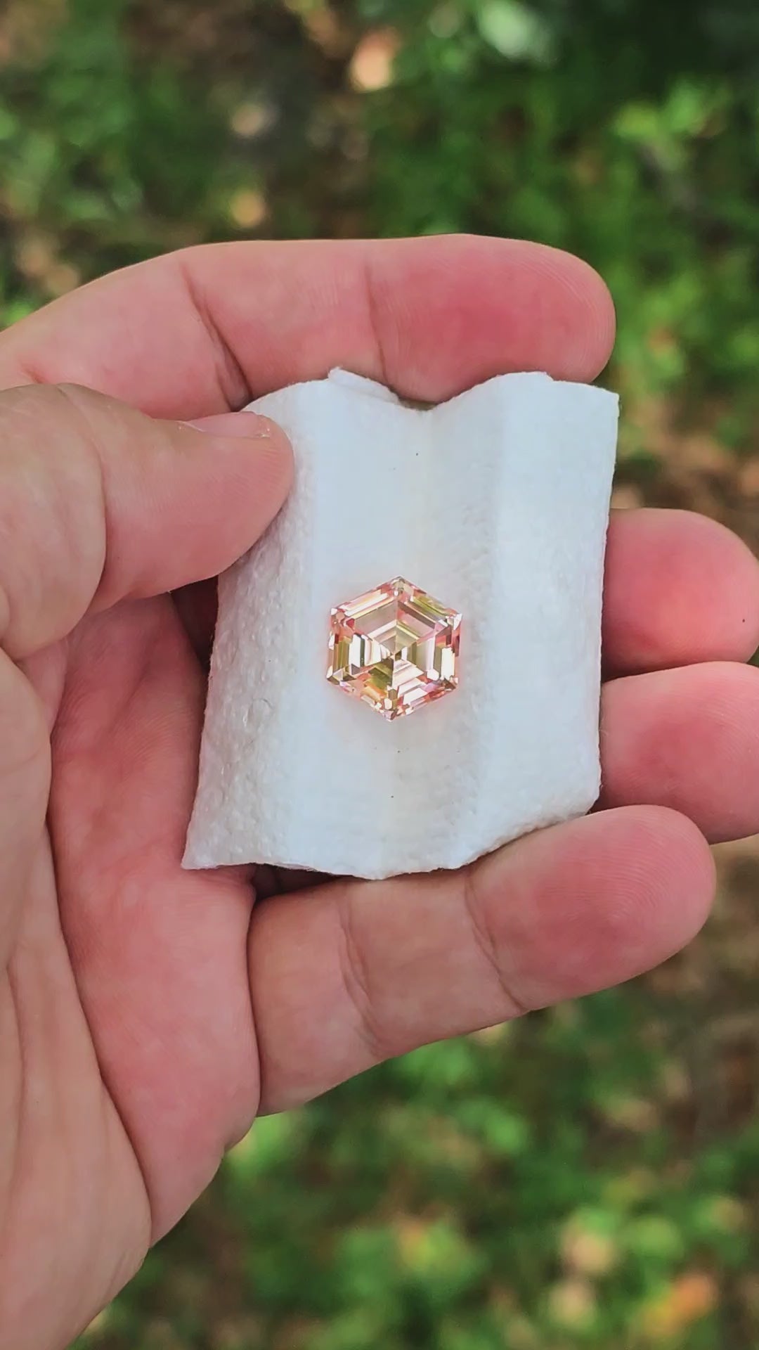 Peachy 🍑 "Morganite" Colored Lab Sapphire, Hexagon Step Cut, 11.55 Carats
