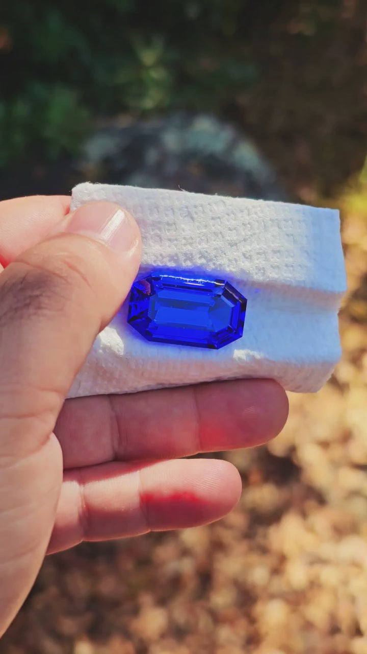 Djeva Fire Blue Lab Spinel, Stretched Octagon Cut, 45.5 Carats