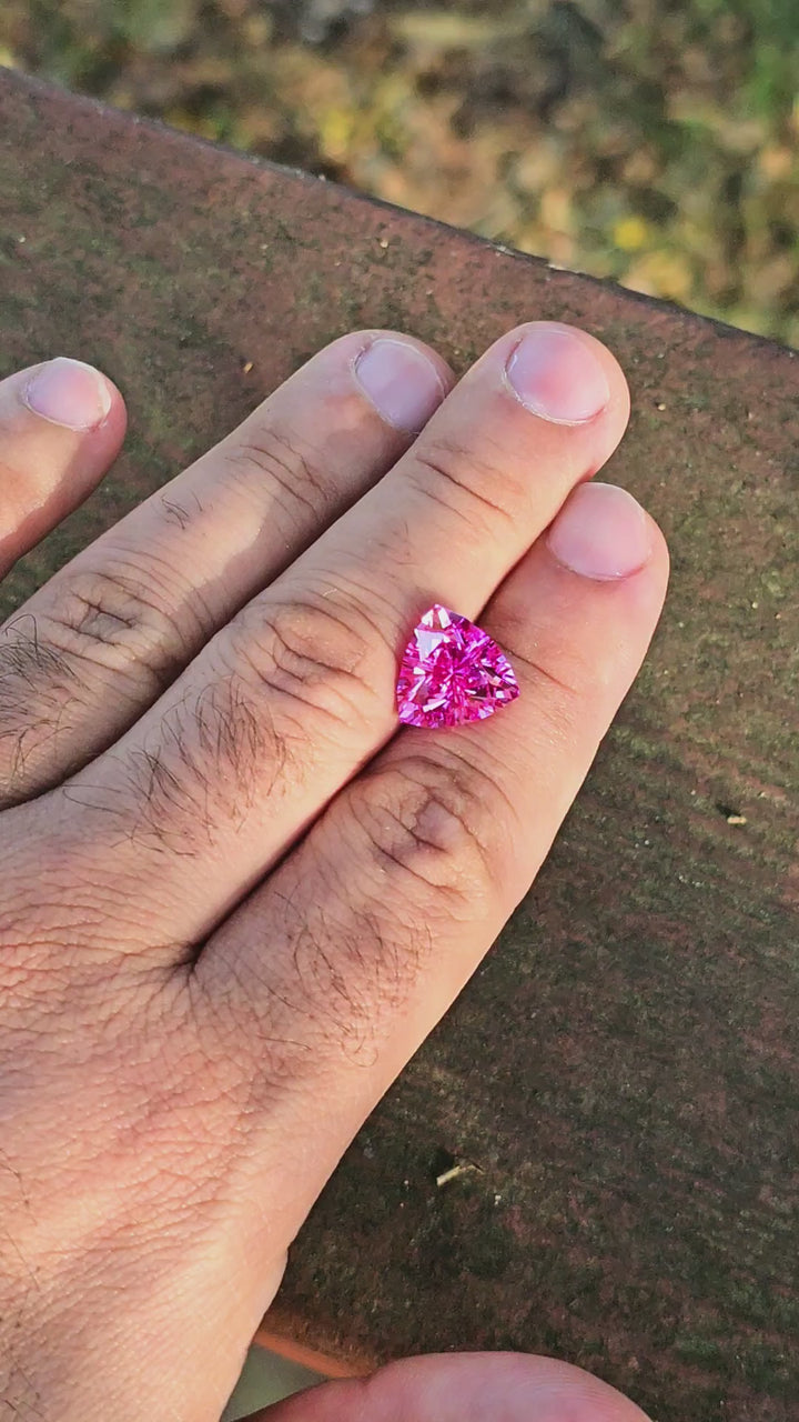 Light Pink Lab Sapphire, Trillian Internal Reflections Cut, 8.51 Carats