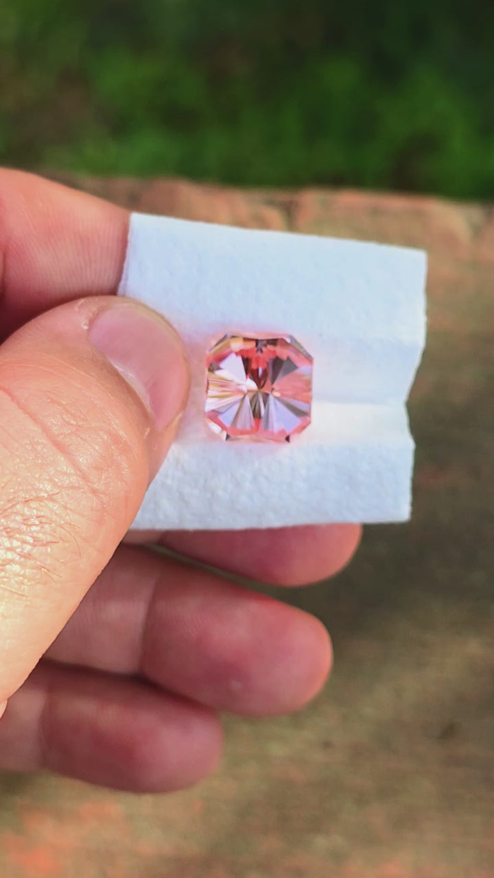 Peachy 🍑 "Morganite" Colored Lab Sapphire, Tessellation Cut, 13.04 Carats