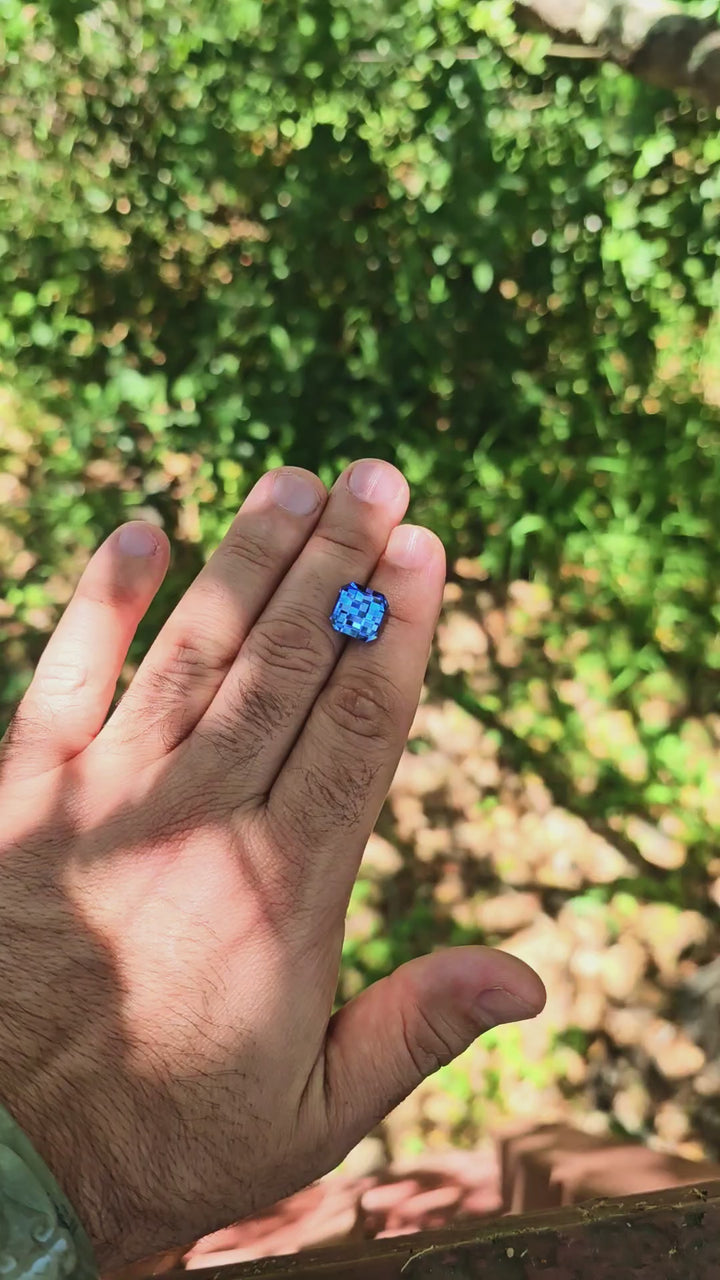 Vivid Blue Lab Spinel, Pixel Square Cut, 8.66 Carats