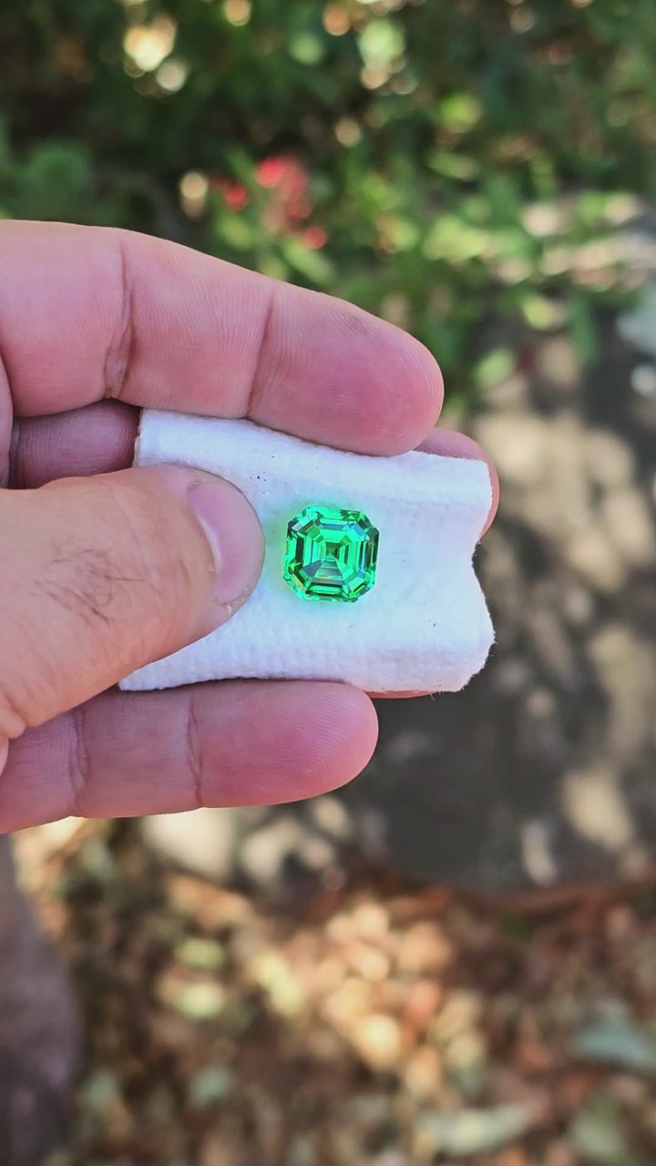 Vivid Green Vanadium YAG, Asscher Cut, 12.44 Carats