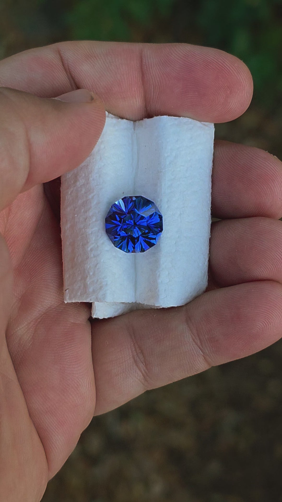 Blue Czochralski Lab Sapphire, Gnome's Geode Cut, 10.66 Carats