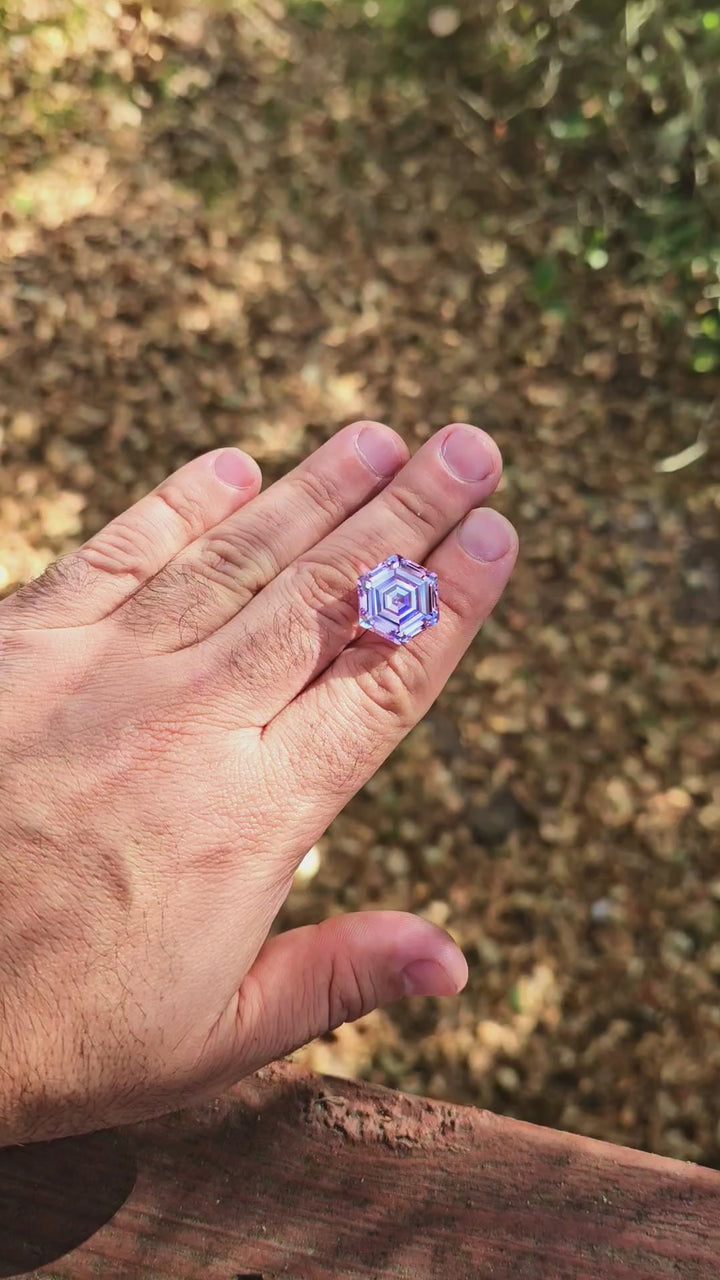 Purple Neodymium YAG, Hexagon Step Cut, 32.34 Carats