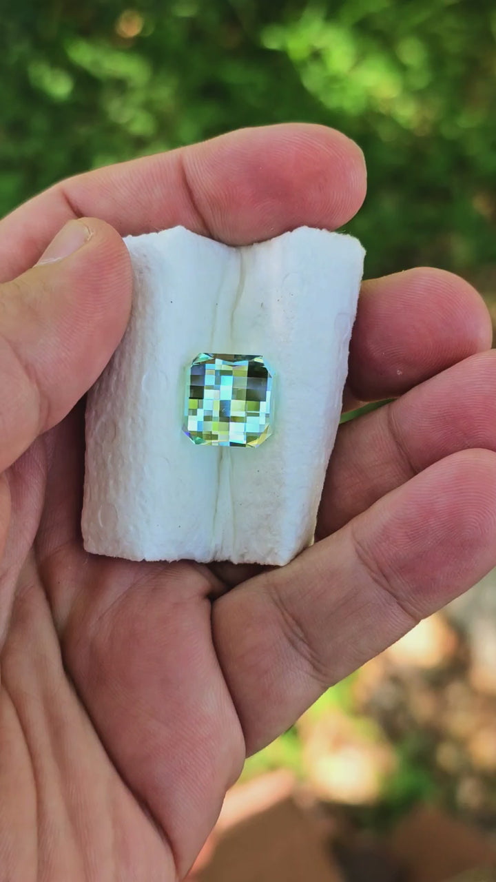 Pastel Mint Laser Garnet, Pixel Square Cut, 17.36 Carats