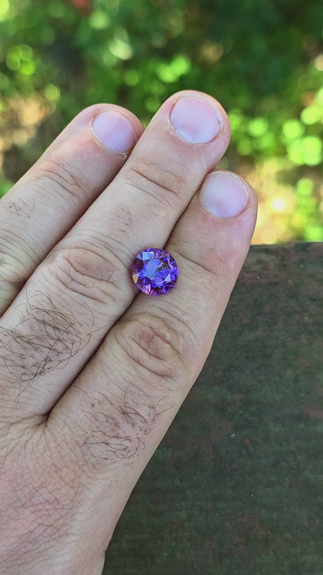 Purple Lab Sapphire, Modern Round Brilliant Cut, 5.16 Carats
