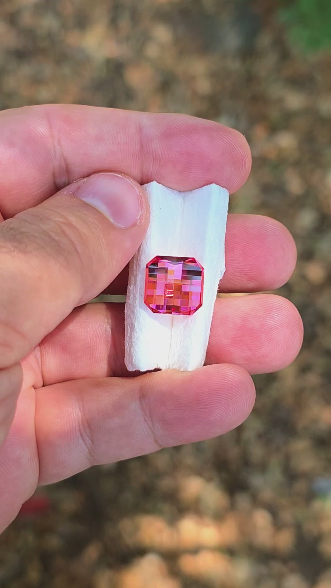 Czochralski Titanium Pink Sapphire, Pixel Square Cut, 11.09 Carats