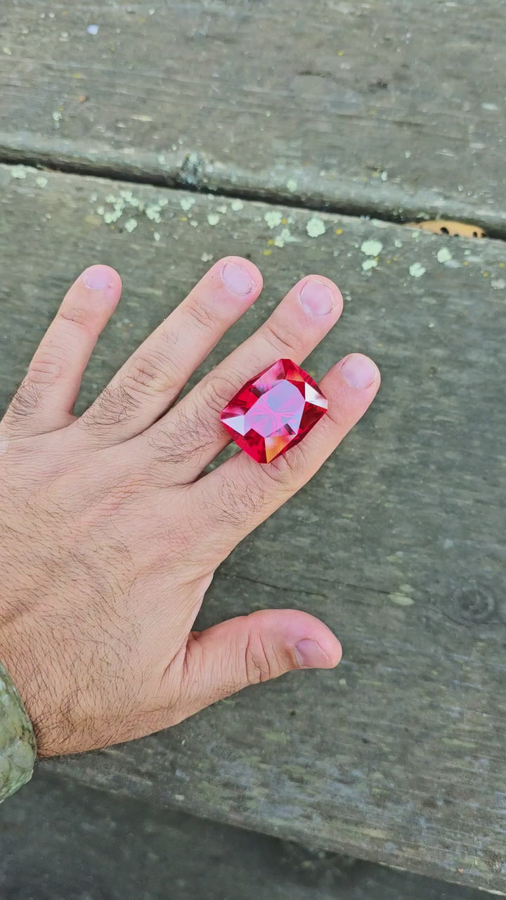 Fire Red Kyropoulos Ruby, House Of Sylas Long Cushion Cut, 141.50 Carats