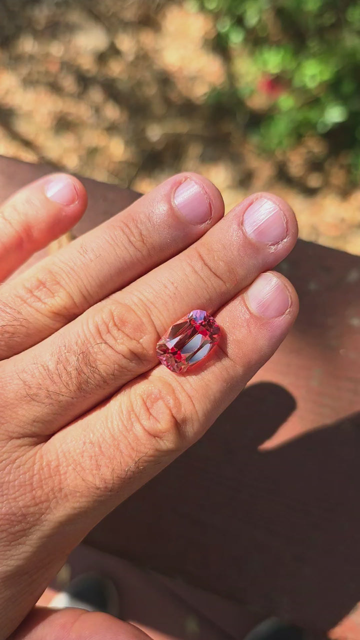 Light Orange Padparadscha Lab Sapphire, Antique Long Cushion, 13.24 Carats
