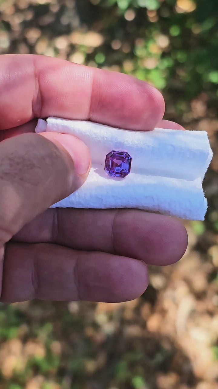 Purple Vanadium Doped Lab Sapphire, Asscher Cut, 4.60 Carats