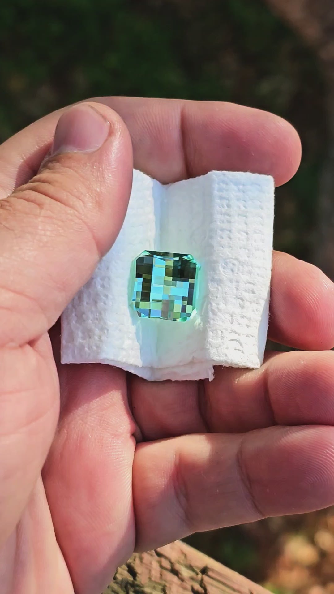 Pastel Mint Laser Garnet, Pixel Square Cut, 17.26 Carats