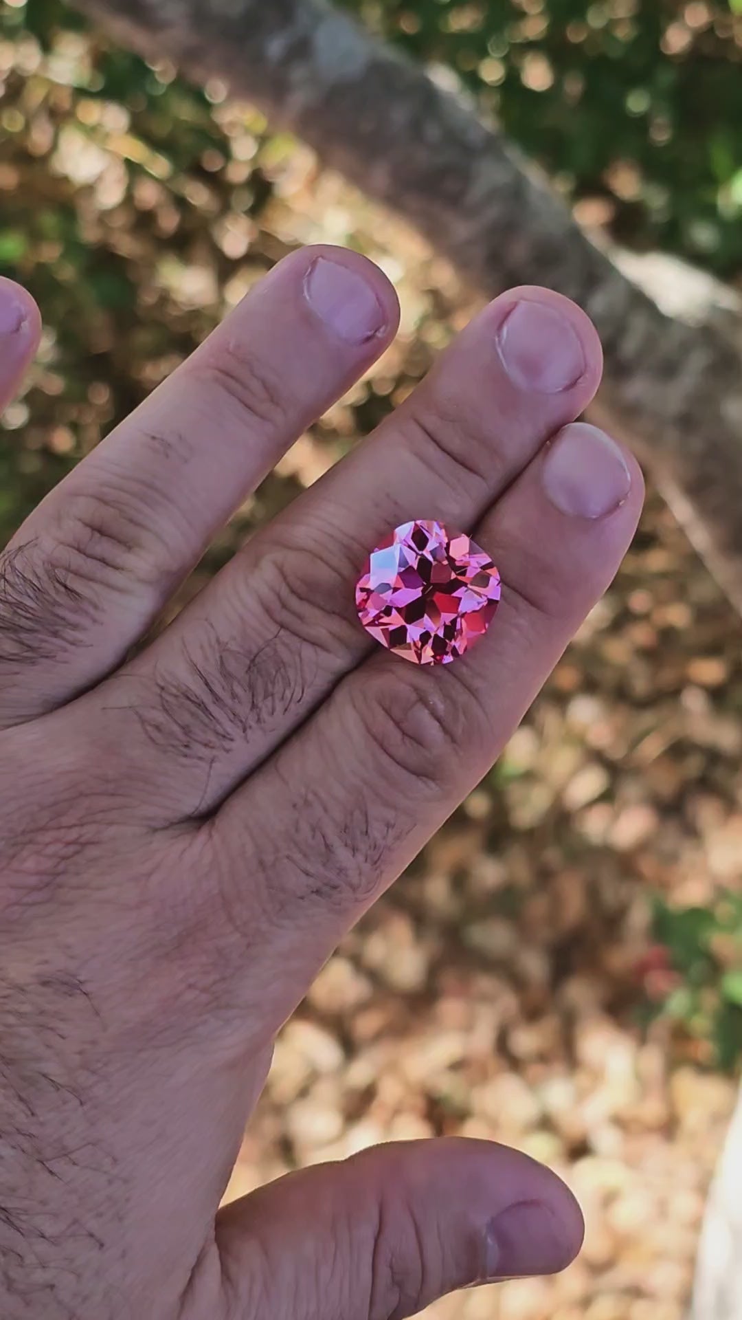 Light Pink-Orange Padparadscha Lab Sapphire, Antique Cushion Cut, 25.50 Carats