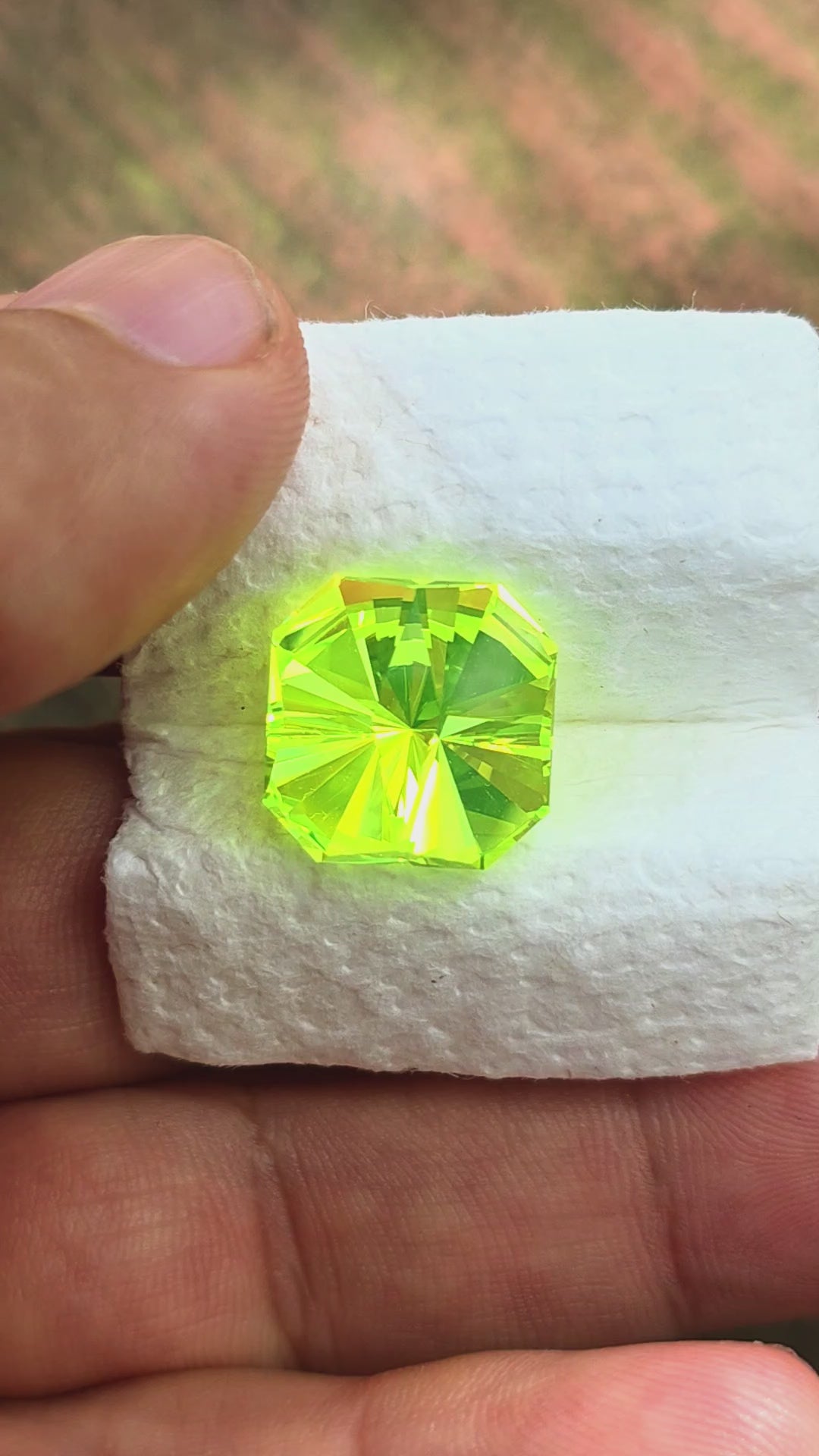 Green LuAG, Tessellation Cut, 25.17 Carats