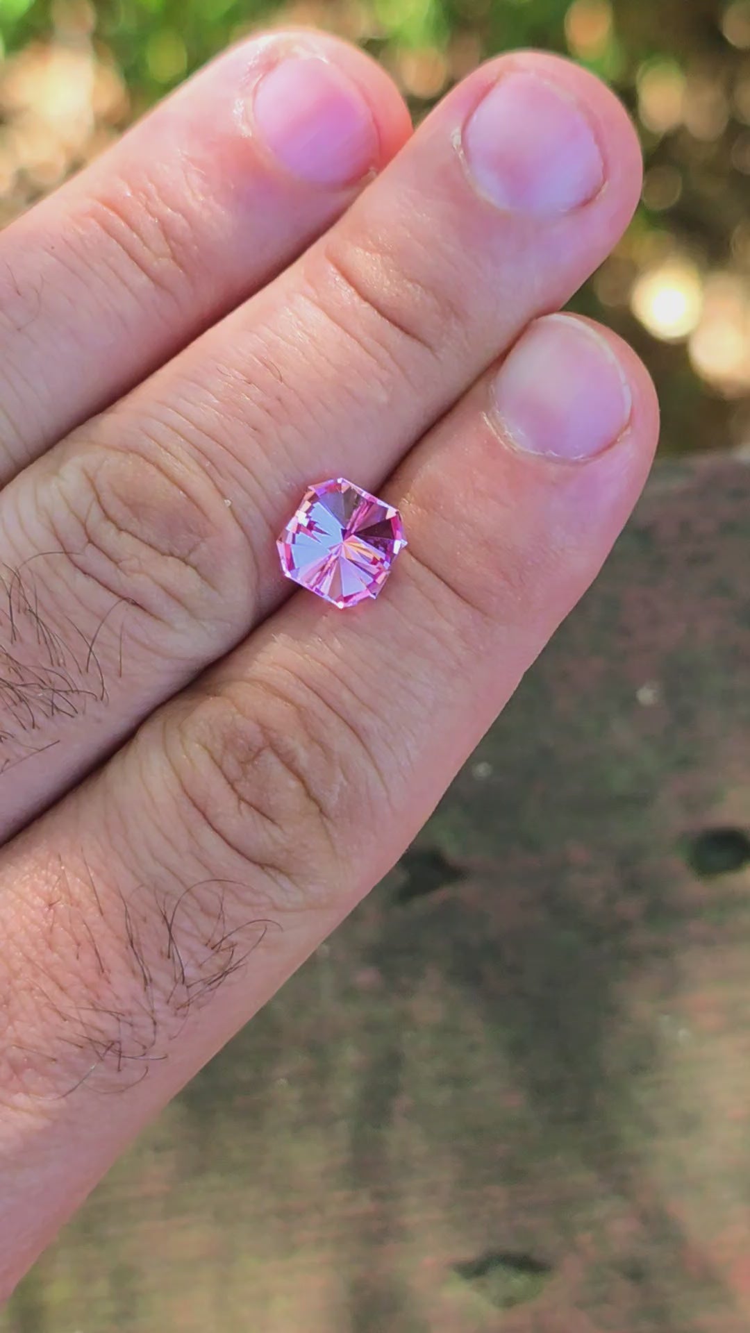 Light Pink-Orange Padparadscha Lab Sapphire, Tessellation Cut, 3.66 Carats
