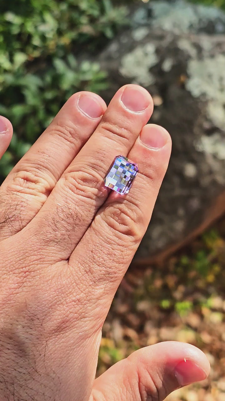 Purple Neodymium YAG, Pixel Rectangle Cut, 15.32 Carats
