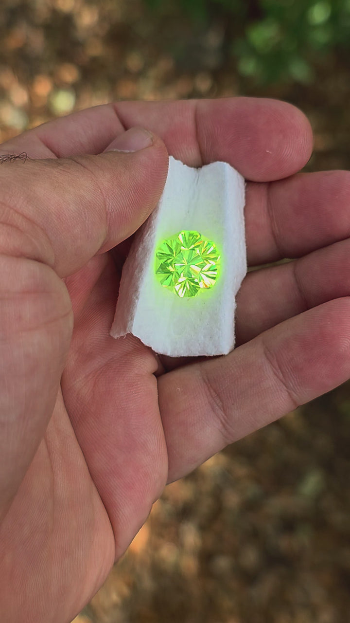 Green LuAG, Gnome's Geode Cut, 21.12 Carats