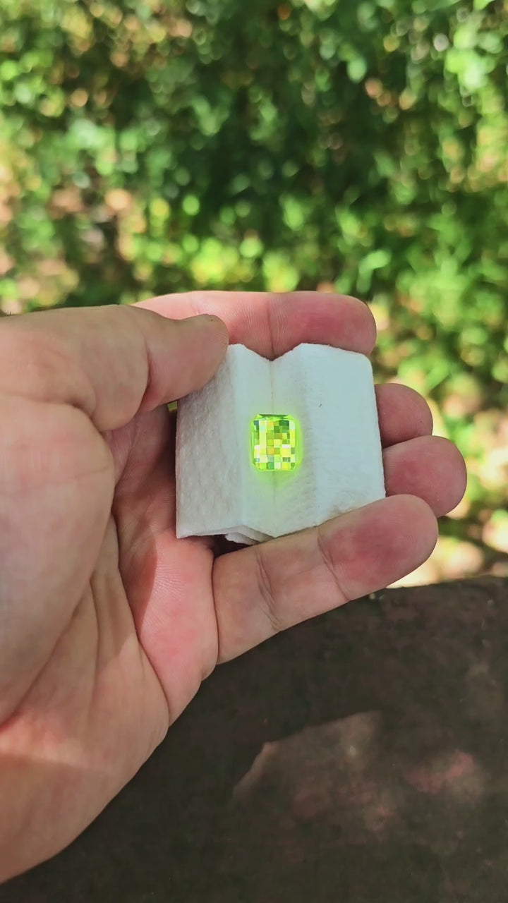 Green LuAG, Pixel Rectangle Cut, 15.55 Carats