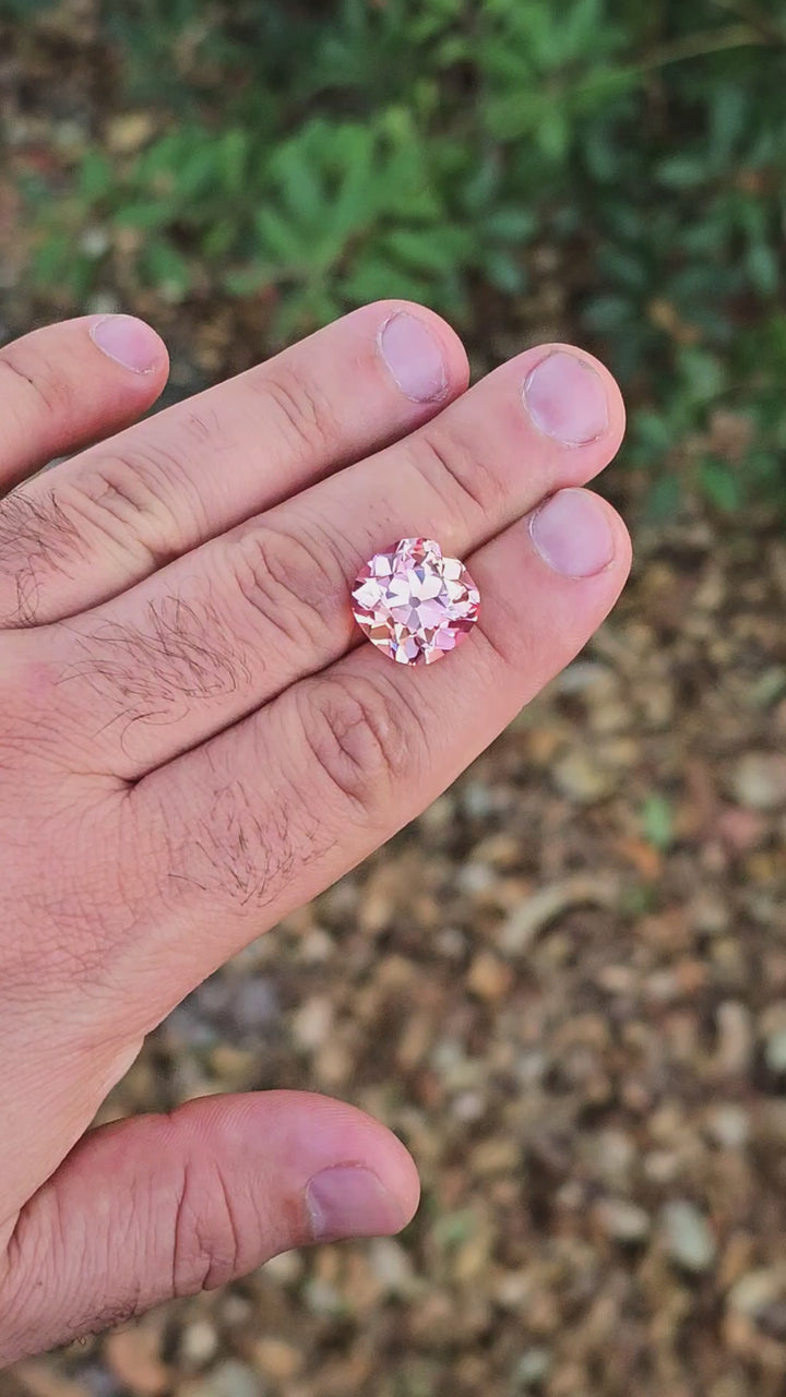 Light Orange Padparadscha Lab Sapphire, Antique Cushion Cut, 16.75 Carats