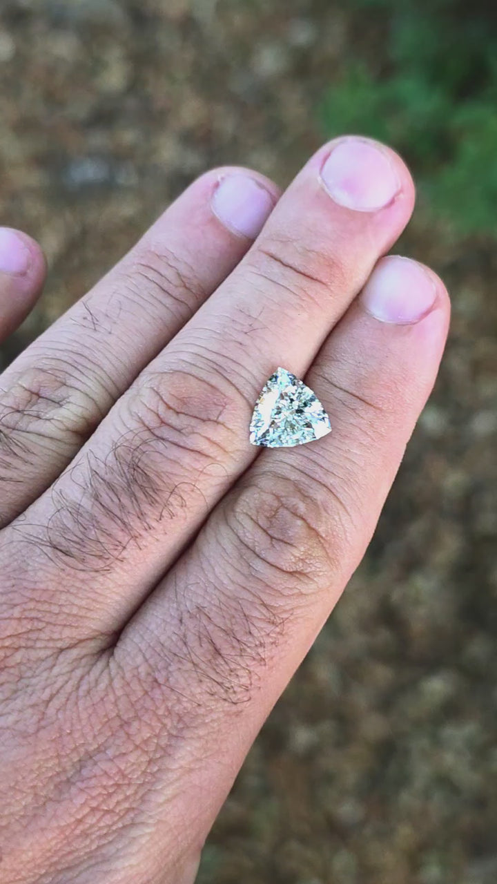 Gray Green Ytterbium YAG, Trillian Step Cut, 5.25 Carats