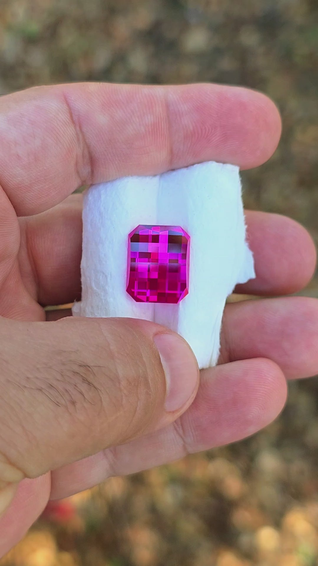 Neon Pink Lab Sapphire, Pixel Rectangle Cut, 15.44 Carats