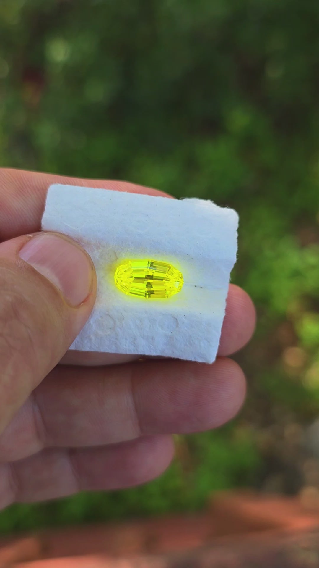 "Ultra" Glow In The Dark Lab Garnet, Long Step Oval Cut, 6.30 Carats