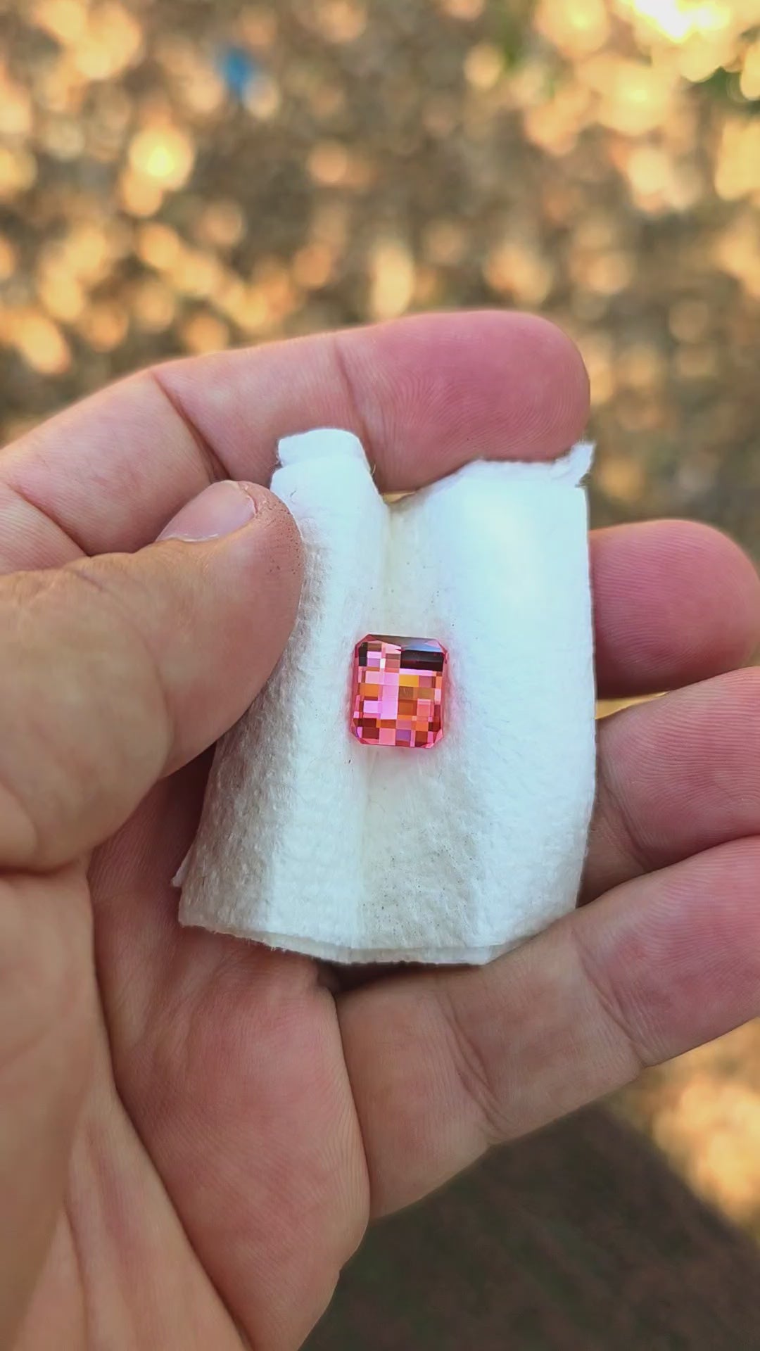 Czochralski Titanium Pink Sapphire, Pixel Rectangle Cut, 5.93 Carats