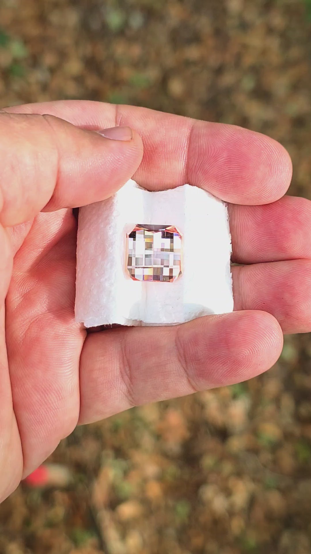 Peachy 🍑 "Morganite" Colored Lab Sapphire, Pixel Square Cut, 15.45 Carats