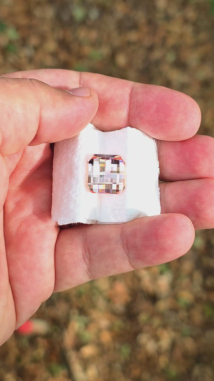 Peachy 🍑 "Morganite" Colored Lab Sapphire, Pixel Square Cut, 15.45 Carats
