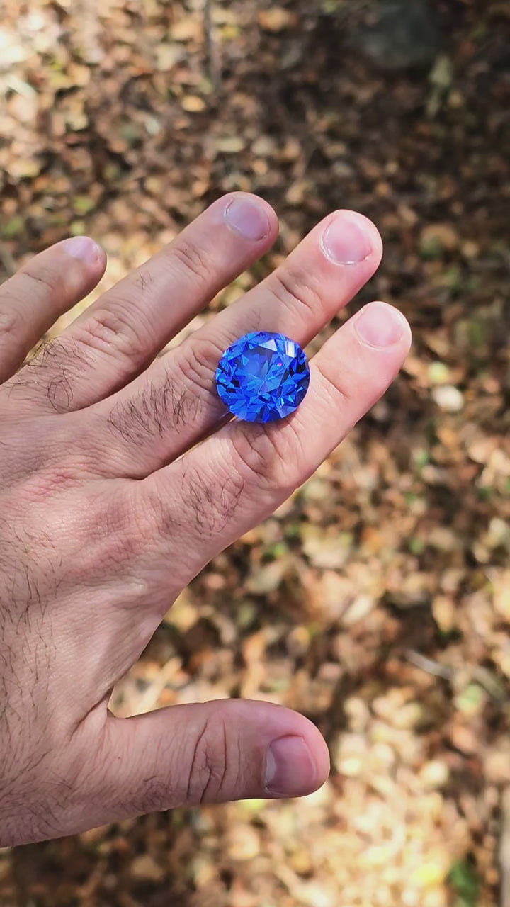 Czochralski Cobalt Spinel, Traditional Round Brilliant Cut, 40.36 Carats