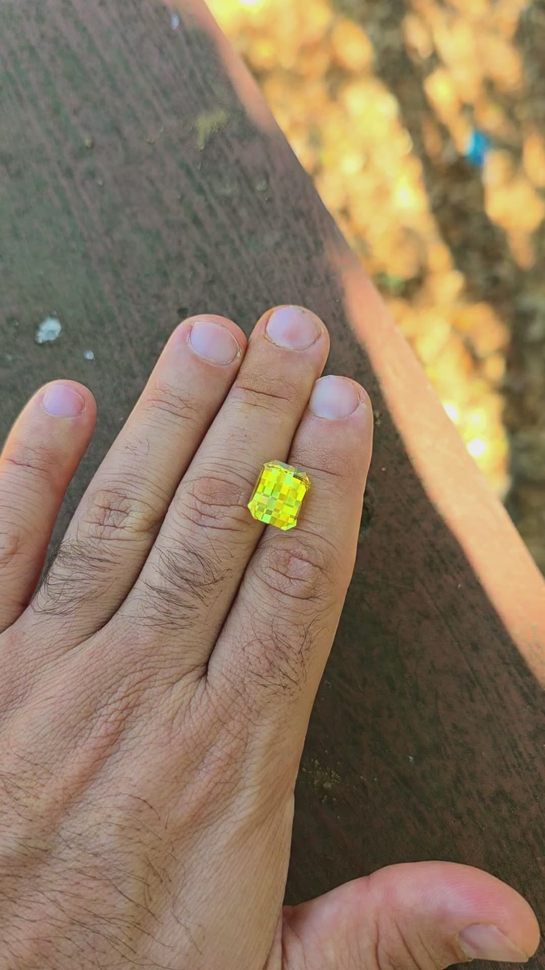 Yellow Czochralski Lab Sapphire, Pixel Rectangle Cut, 10.17 Carats