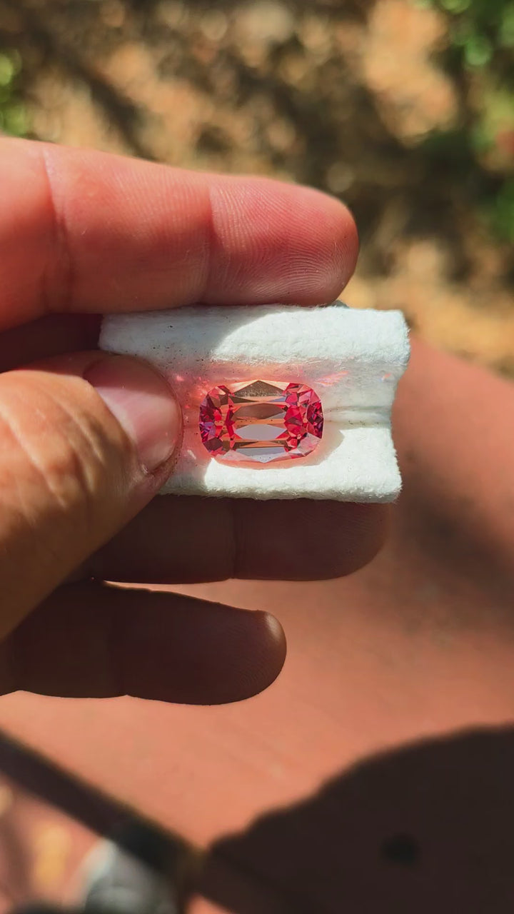 Light Orange Padparadscha Lab Sapphire, Antique Long Cushion, 13.24 Carats