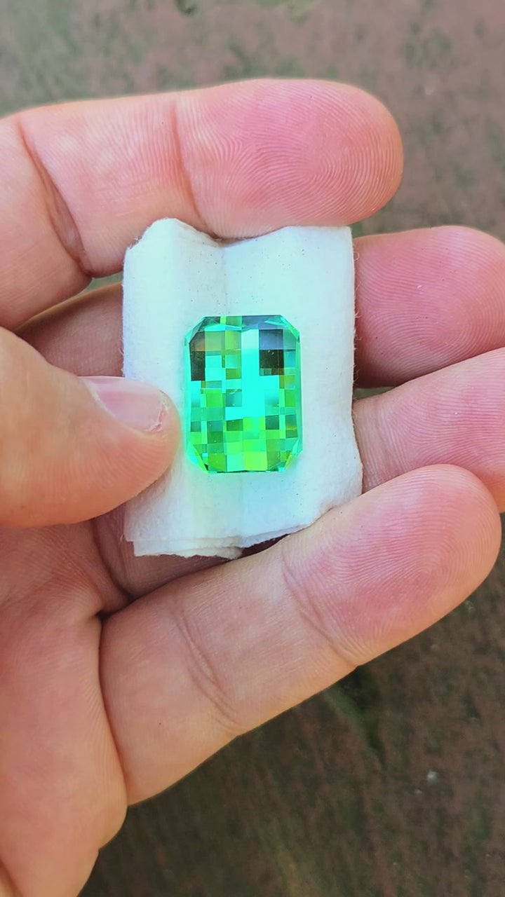 Repurposed Teal "Paraiba" YAG, Pixel Rectangle Cut, 24.83 Carats