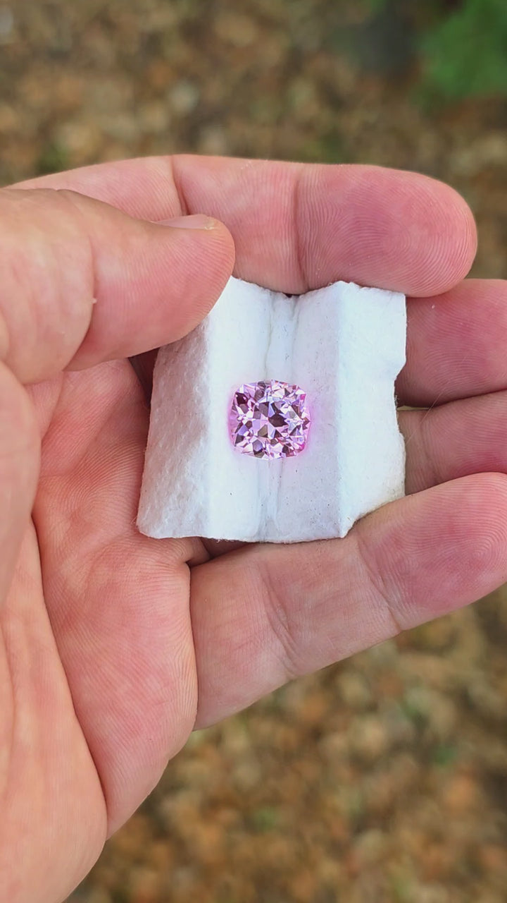 Pinkish Peach Padparadscha Lab Sapphire, House Of Sylas Cushion Cut, 7.17 Carats