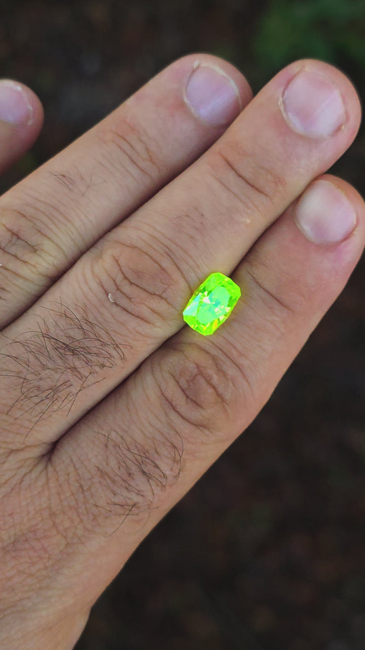 Green LuAG, House Of Sylas Long Cushion Cut, 6.10 Carats