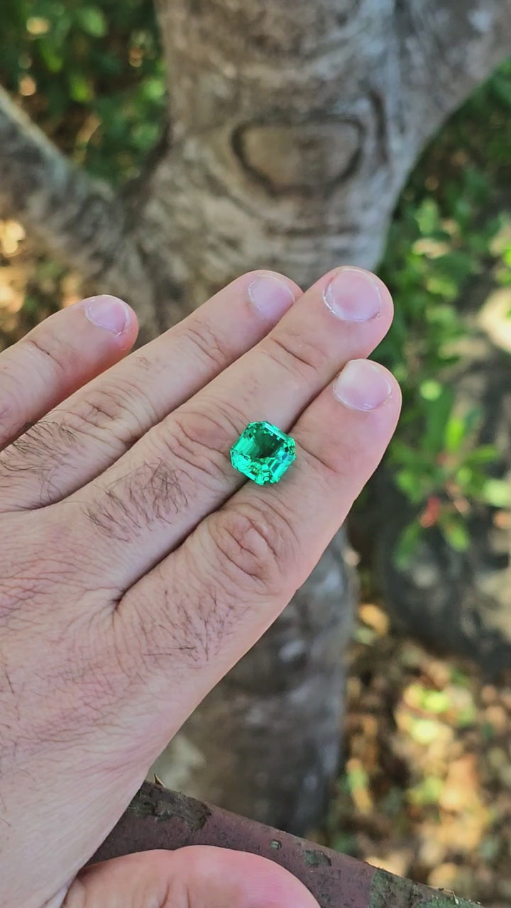 Colombian Color Green Lab Emerald, Asscher Cut, 6.45 Carats